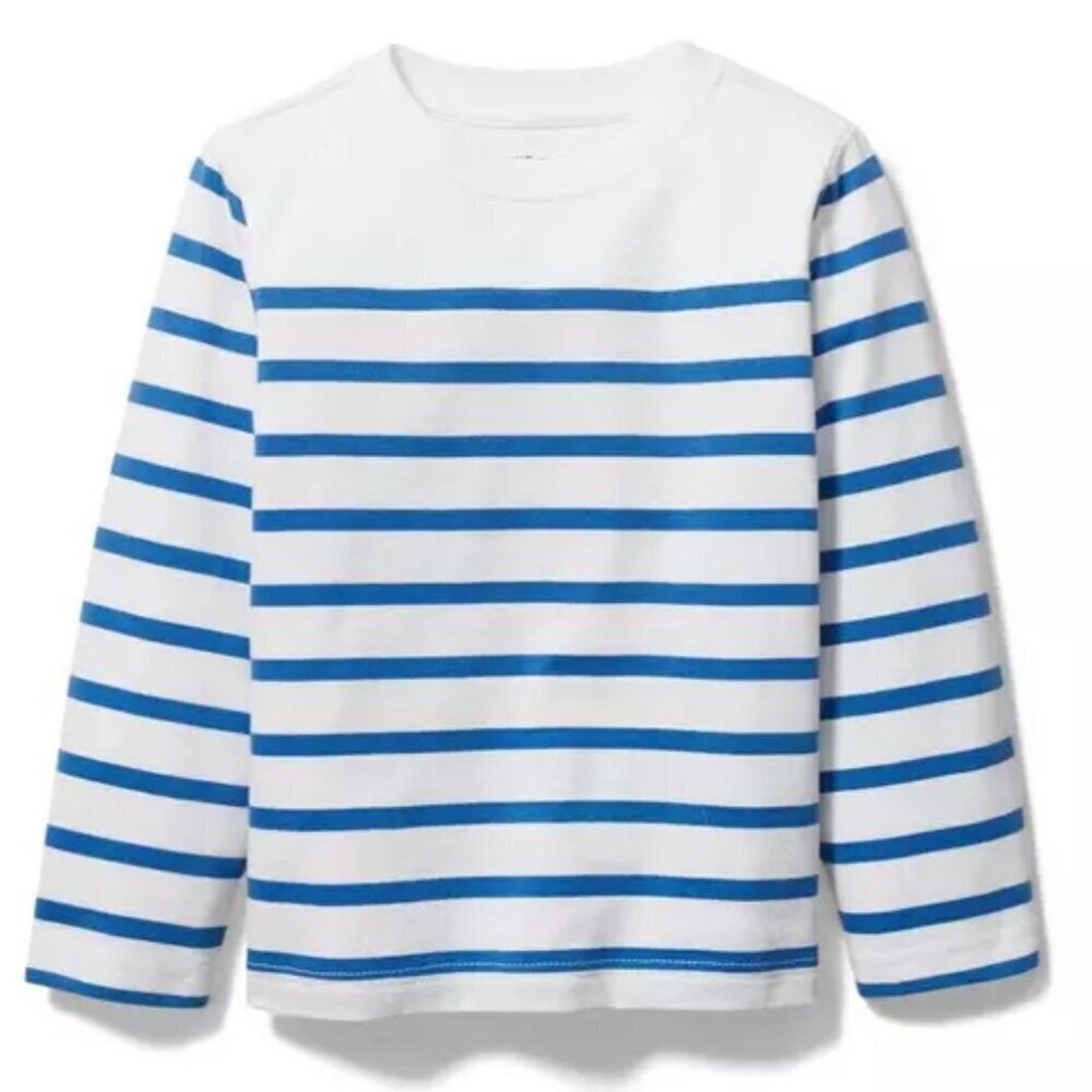 Janie & Jack Boys White & Blue Striped Long Sleeve Cotton Shirt Size 12